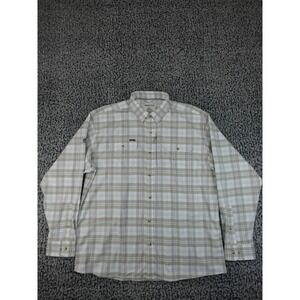 Poncho Shirt Mens XL Grey Blue Plaid Regular Fit Magnetic Pockets Outdoor Long S